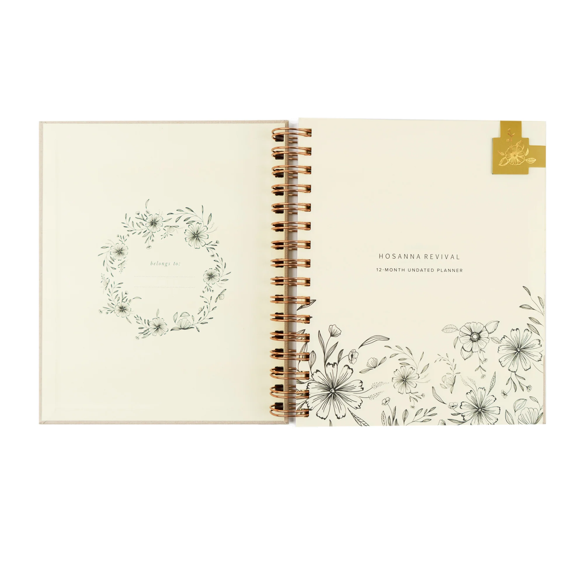 12-Month Undated Planner: Magnolia Springs Design, Spiral - Image 4